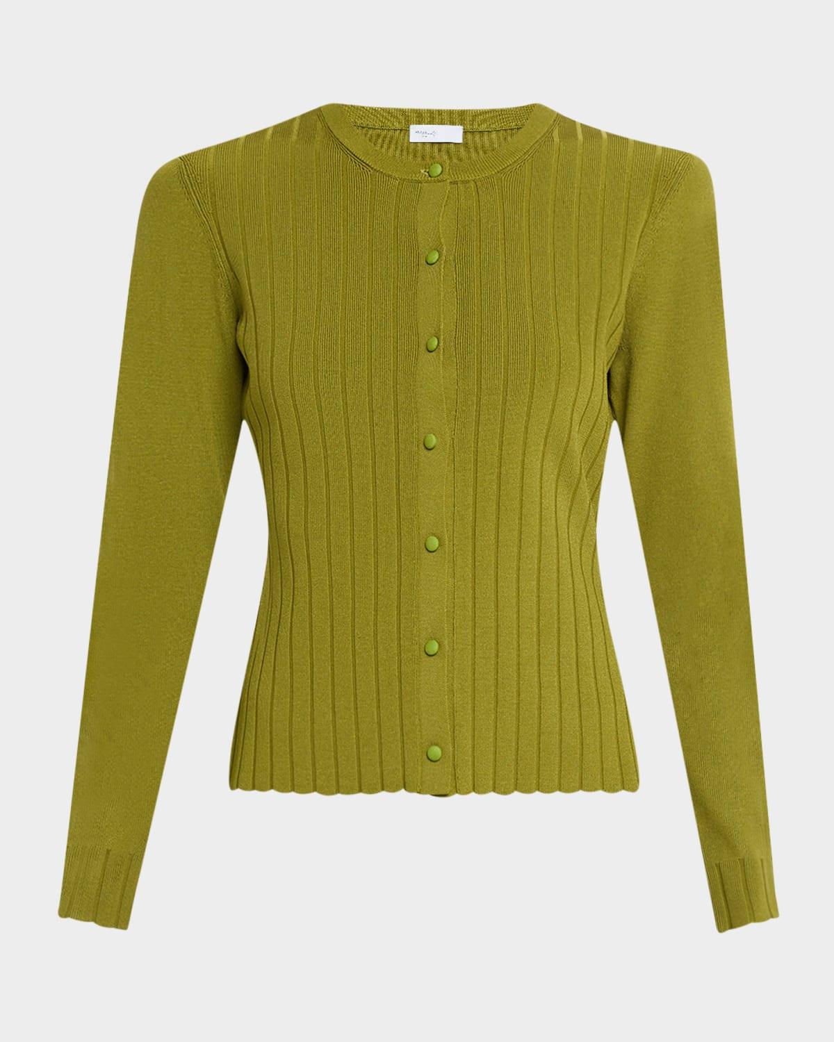 rib crewneck cardigan