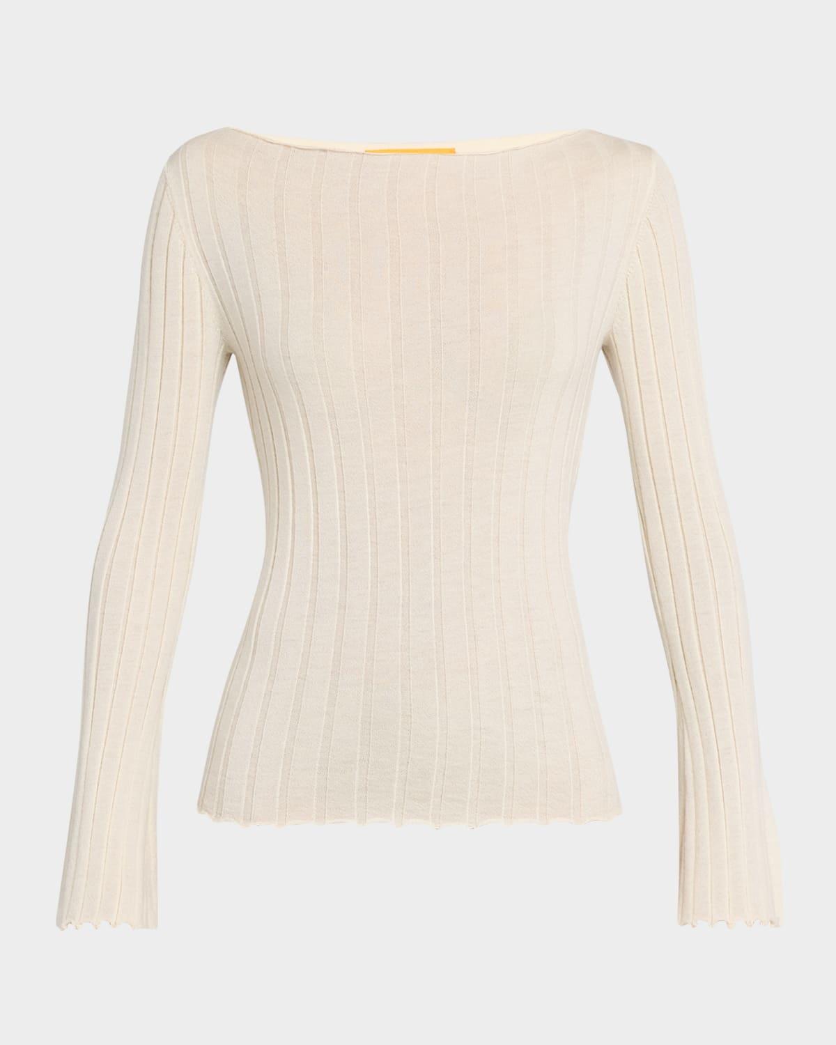 rib flare cashmere top