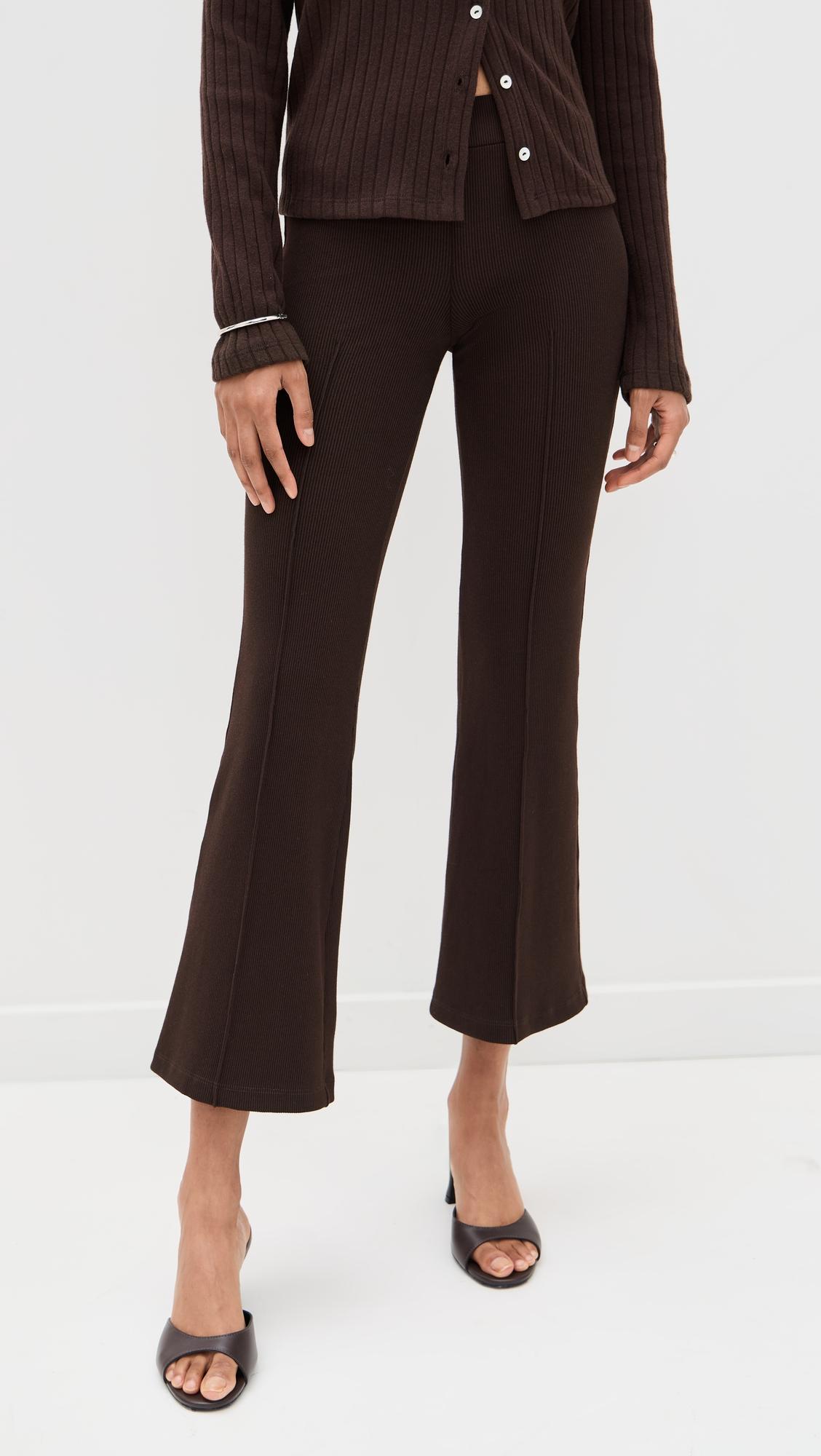 rib kick flare trousers