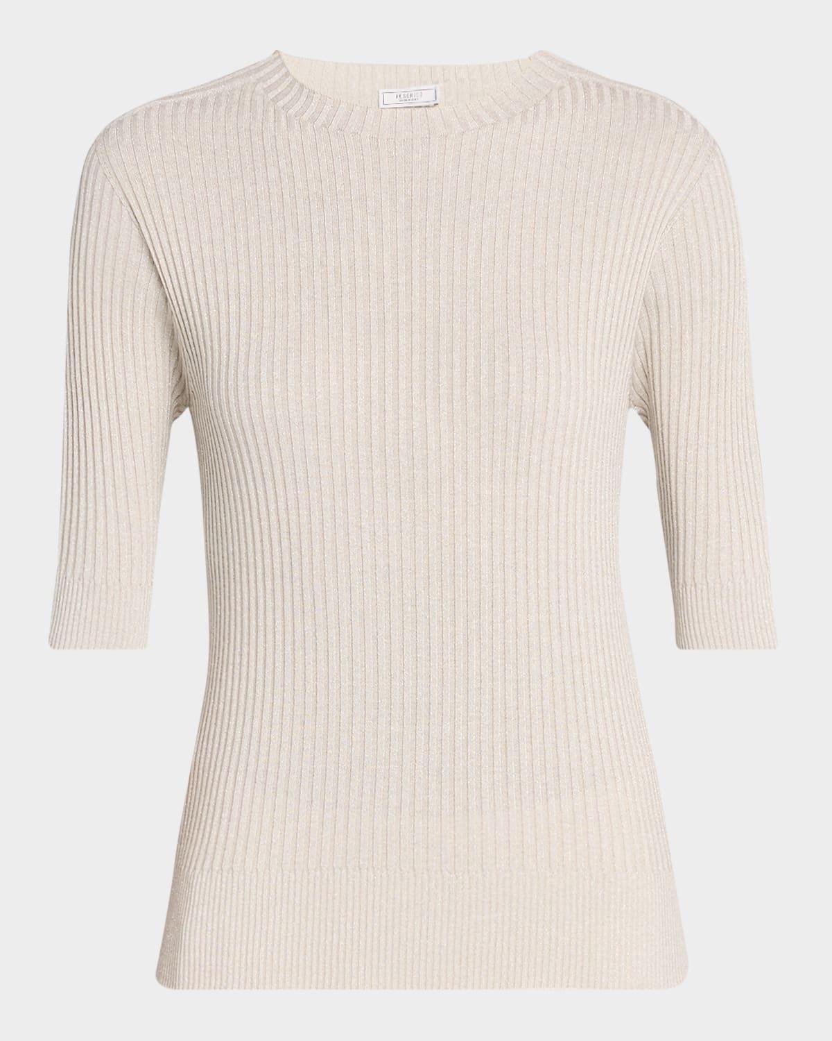 rib knit 3/4 sleeve sweater