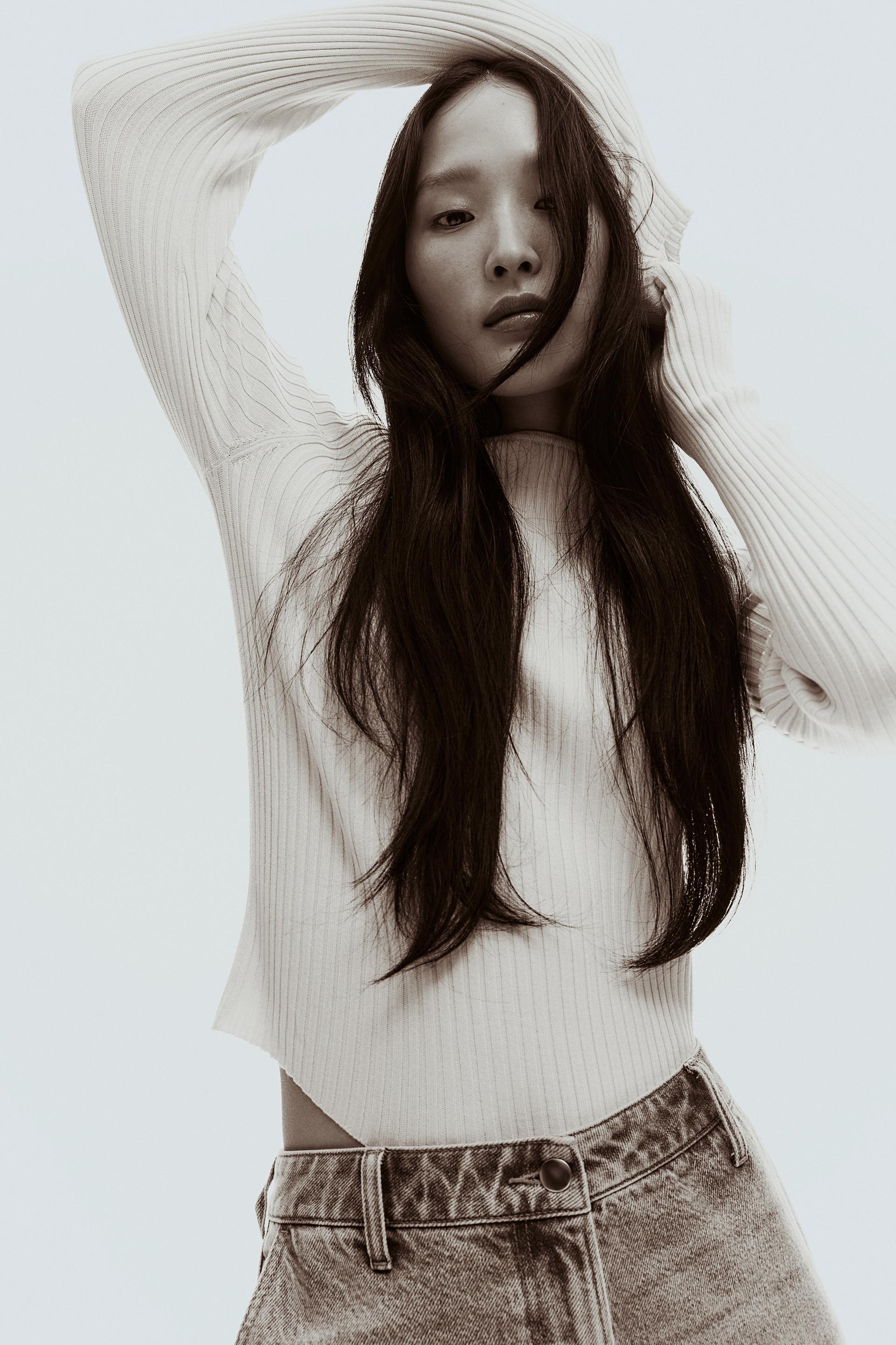 rib-knit boat-neck top