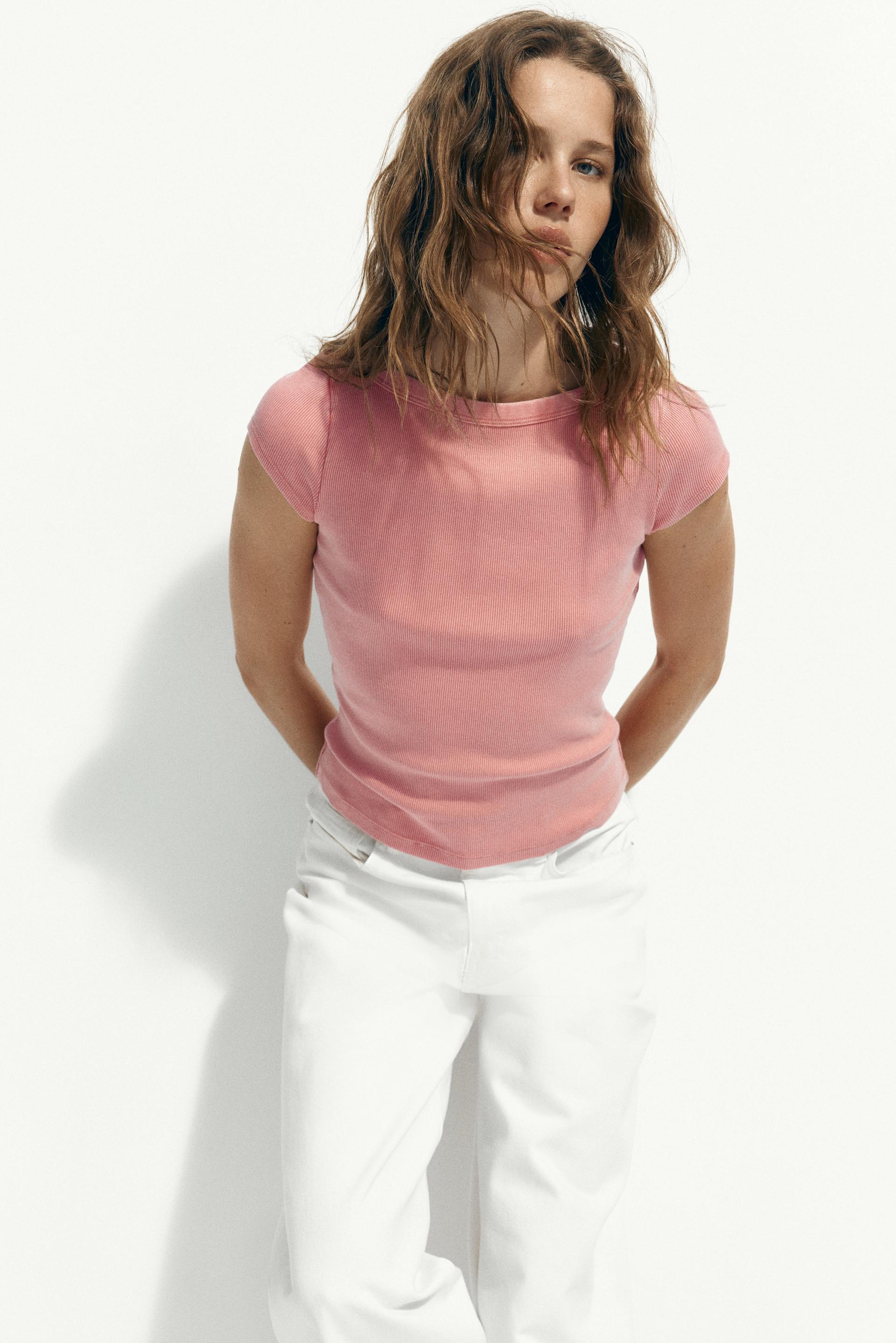 rib-knit boat-neck top
