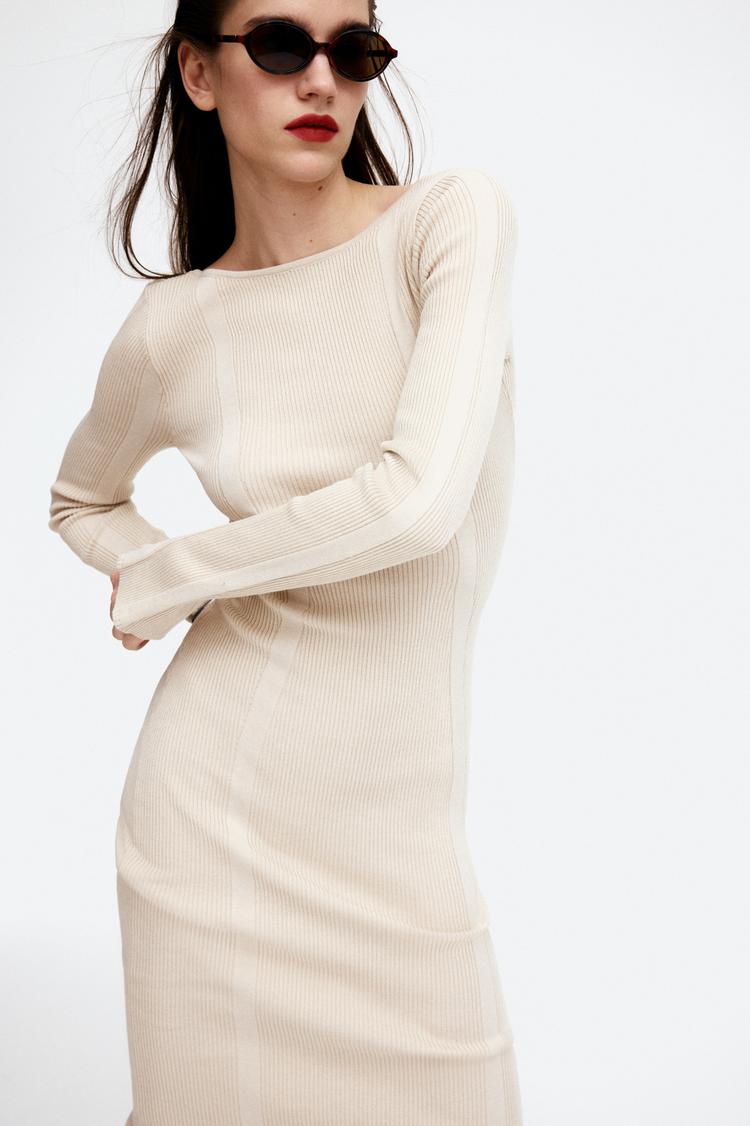 rib-knit bodycon dress with low-cut back