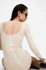 rib-knit bodycon dress with low-cut back