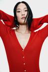 rib-knit button-front dress
