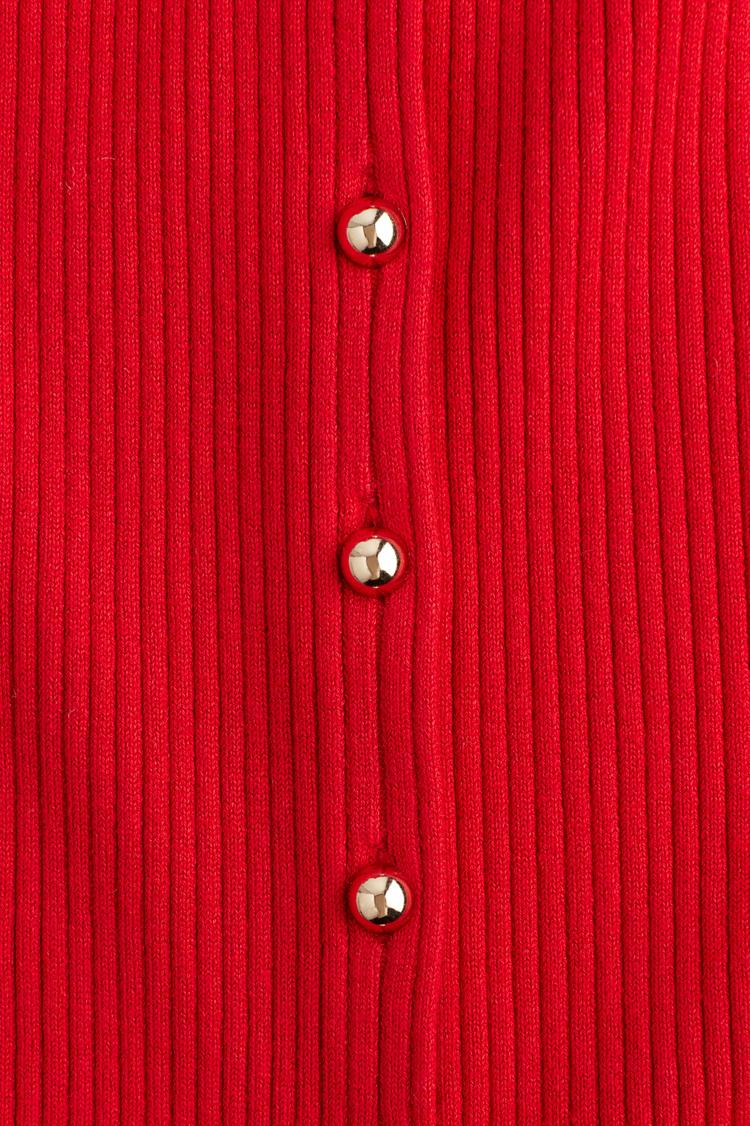 rib-knit button-front dress