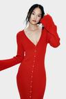 rib-knit button-front dress