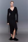 rib-knit button-front dress