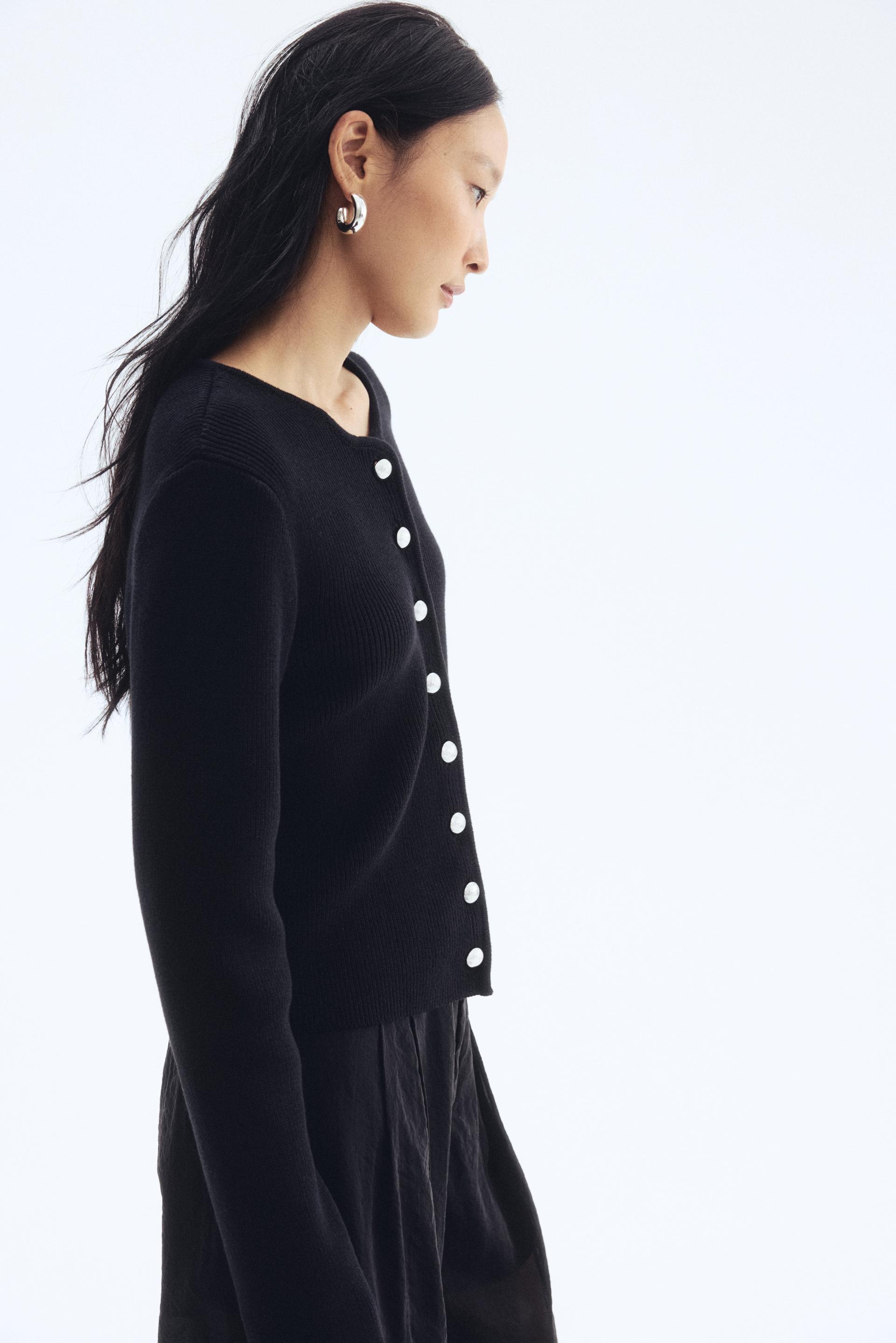 rib-knit cotton cardigan