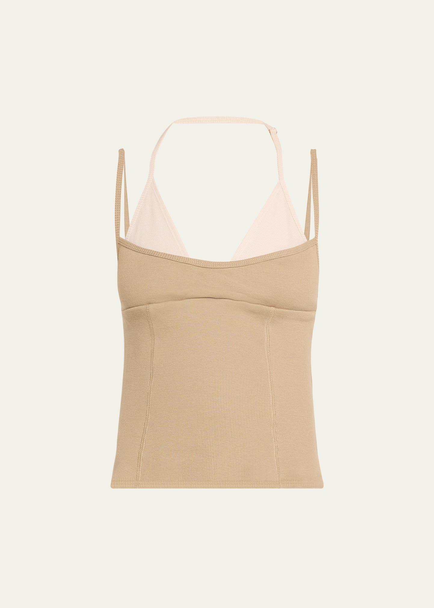 rib-knit double tank top