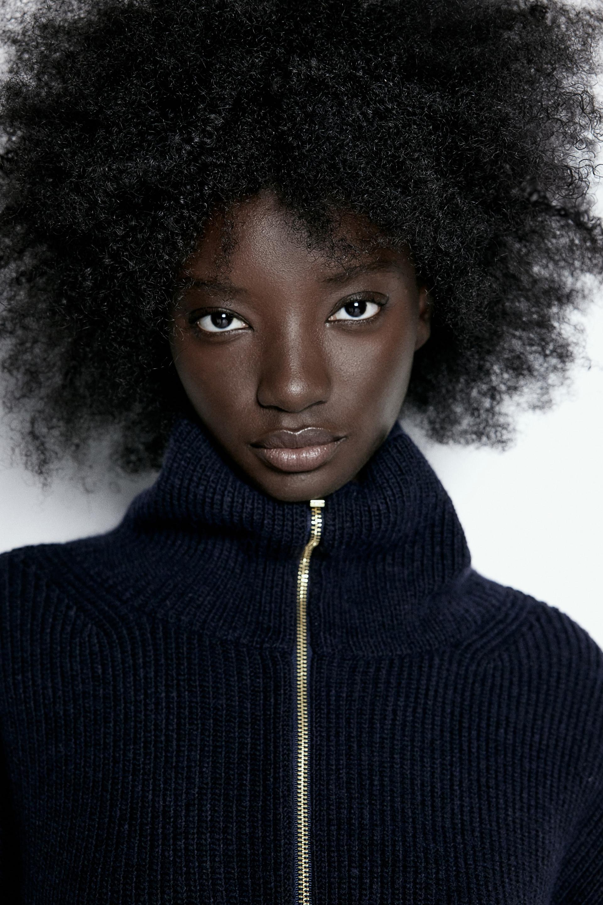 rib-knit half-zip sweater