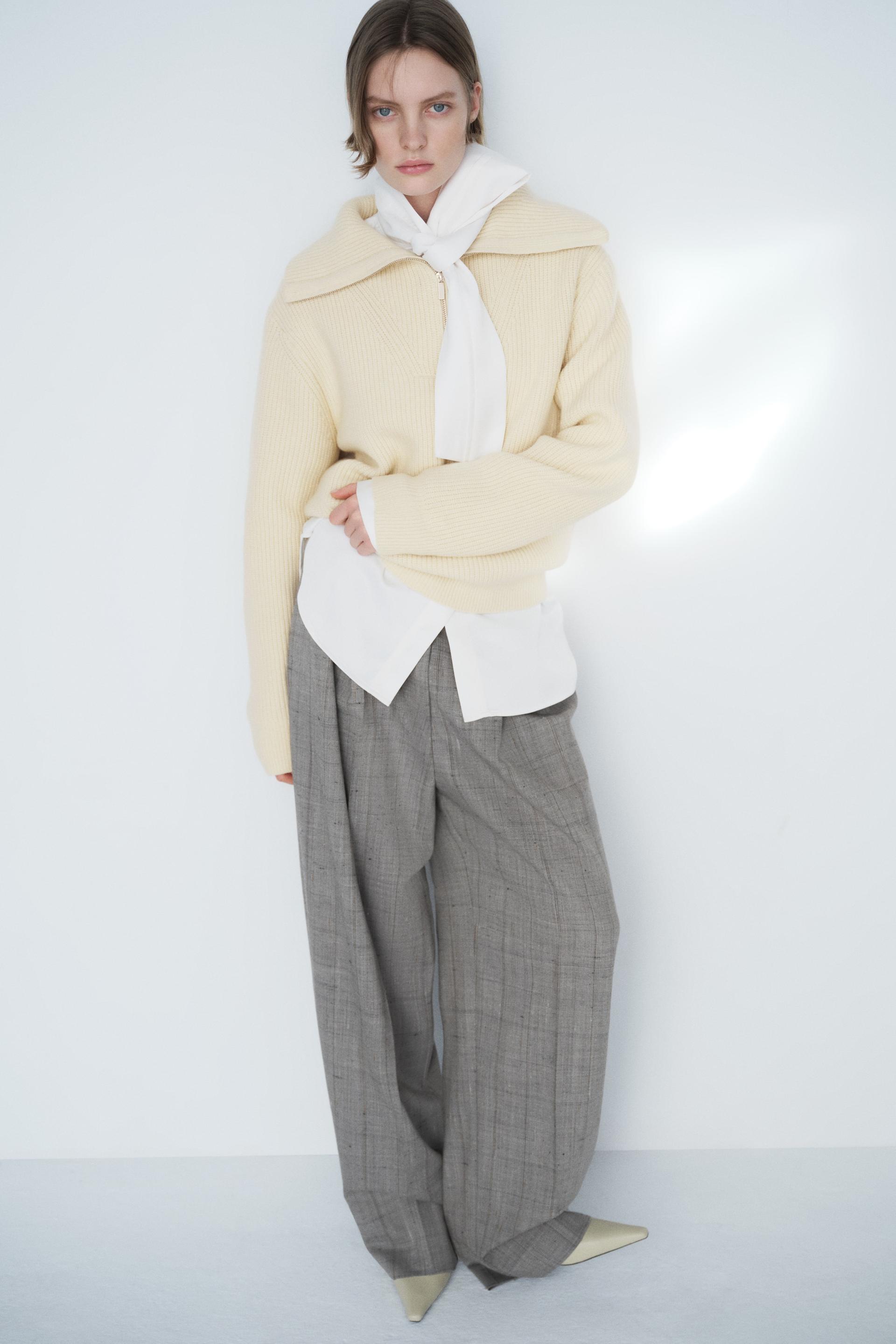 rib-knit half-zip sweater