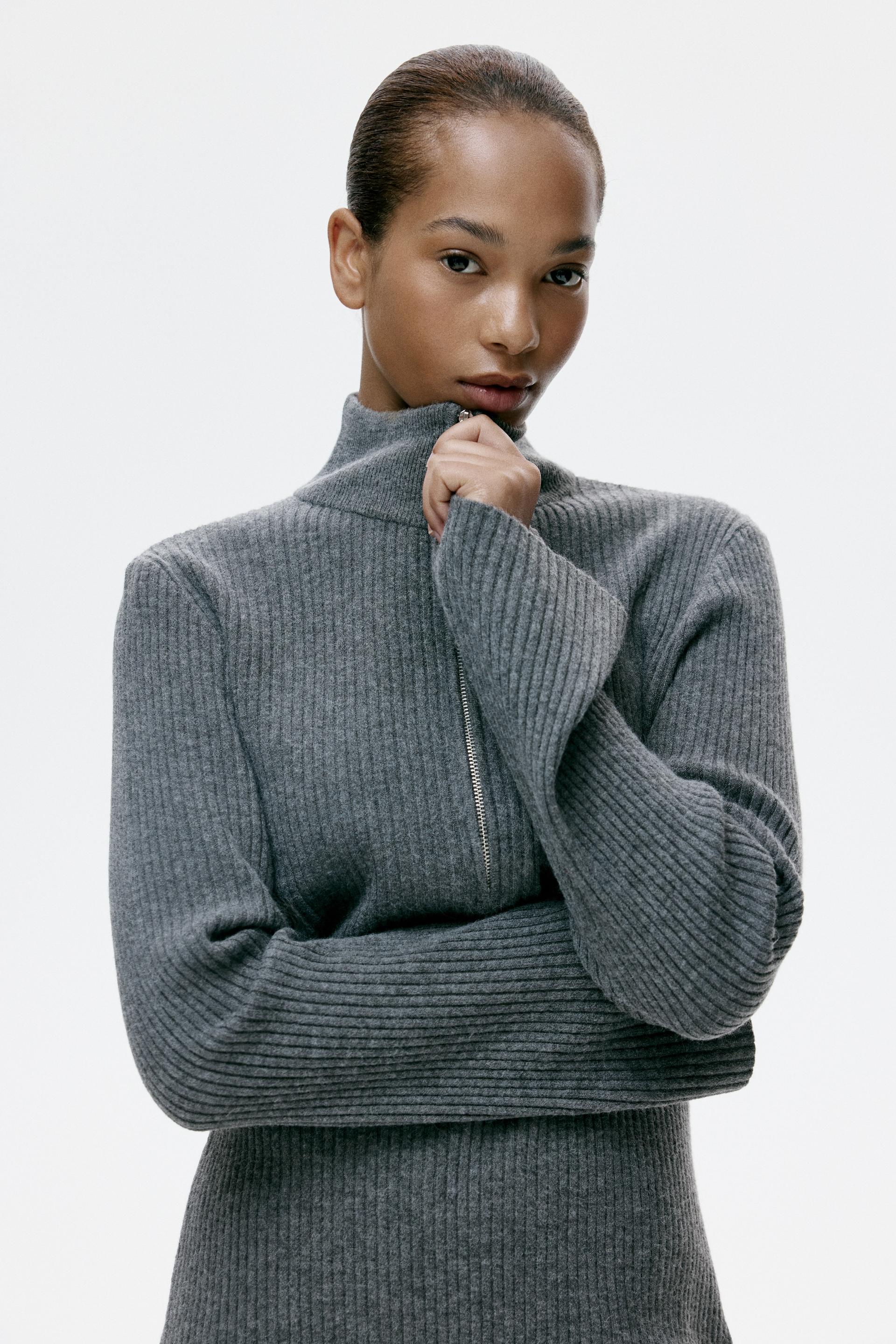 rib-knit half-zip sweater
