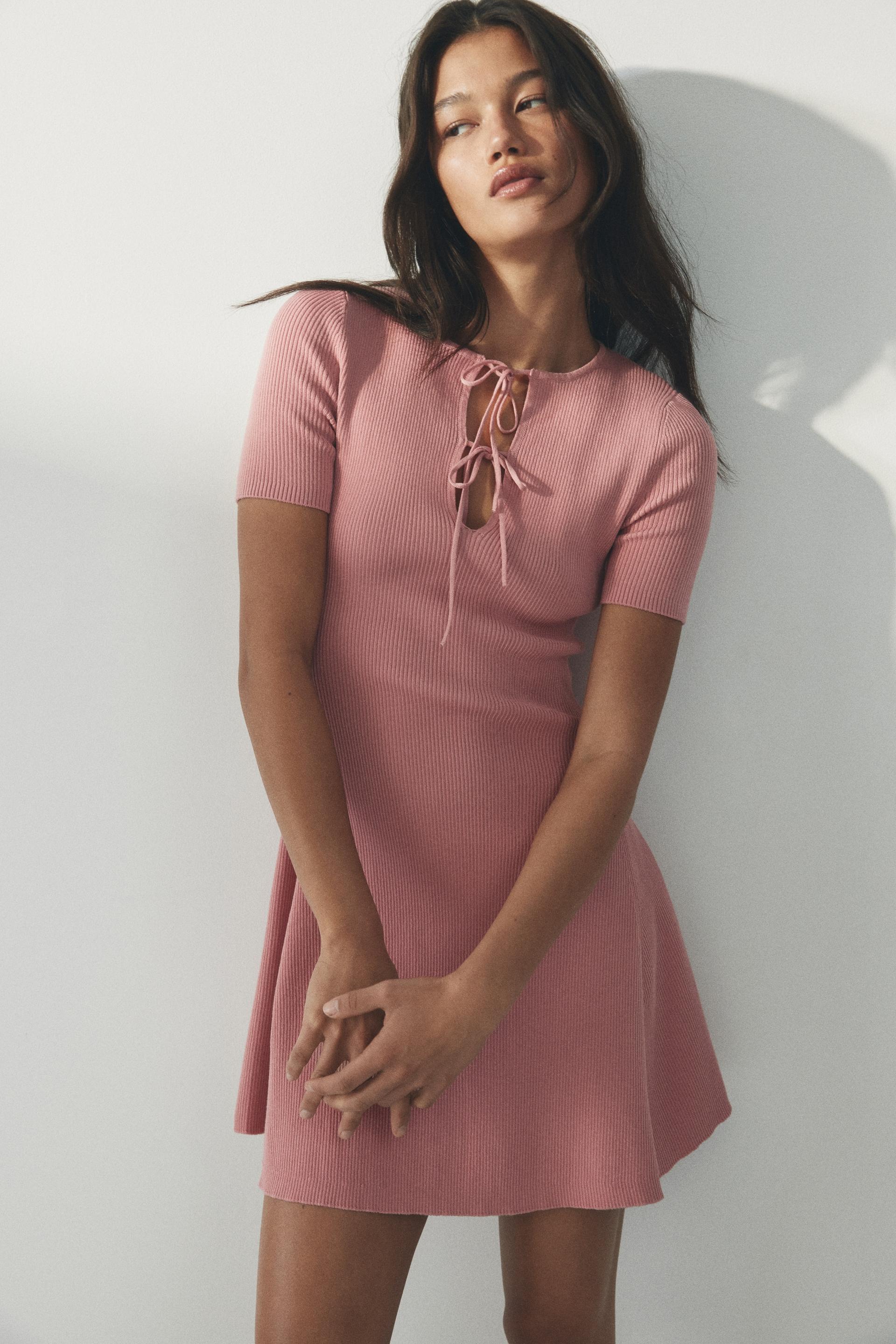 rib-knit mini dress