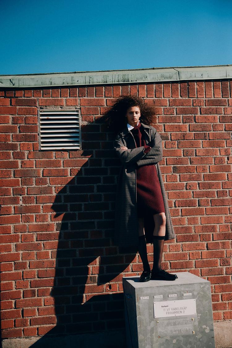 rib-knit mock turtleneck dress