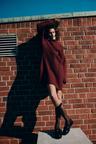 rib-knit mock turtleneck dress