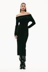 rib-knit off-the-shoulder dress