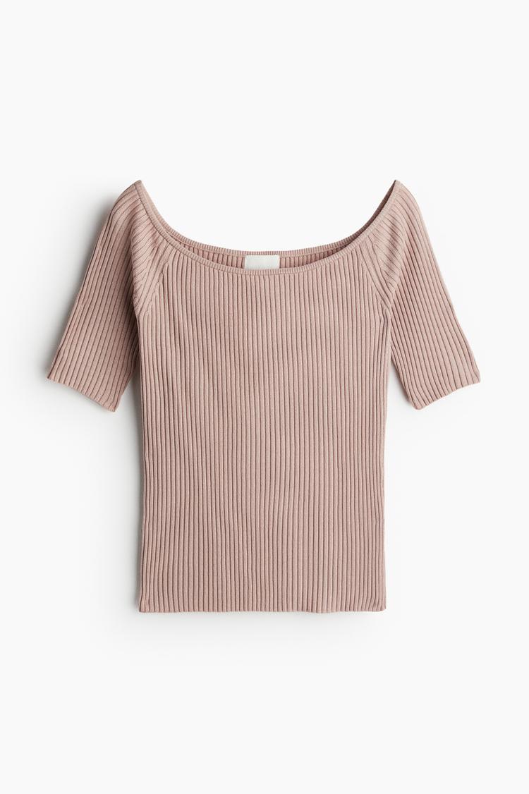 rib-knit off-the-shoulder top