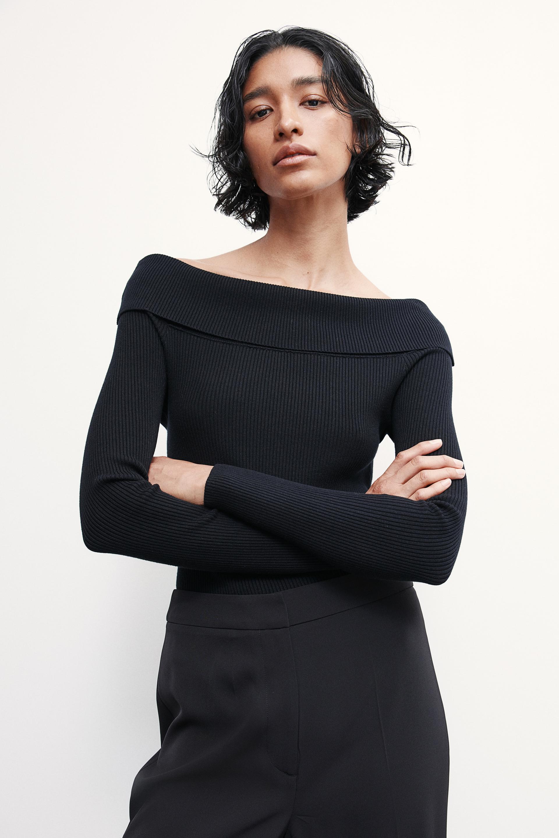 rib-knit off-the-shoulder top