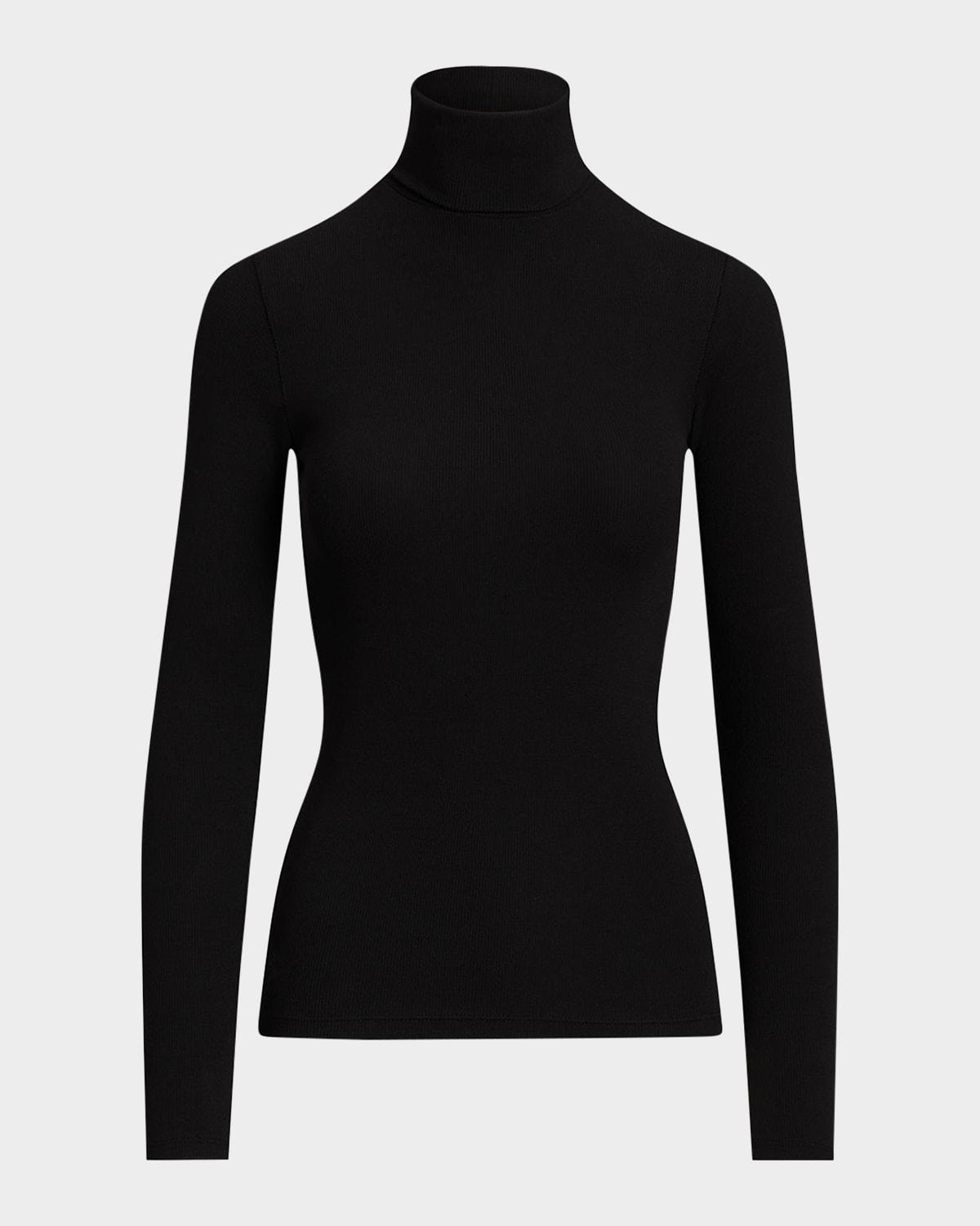 rib-knit slim turtleneck top