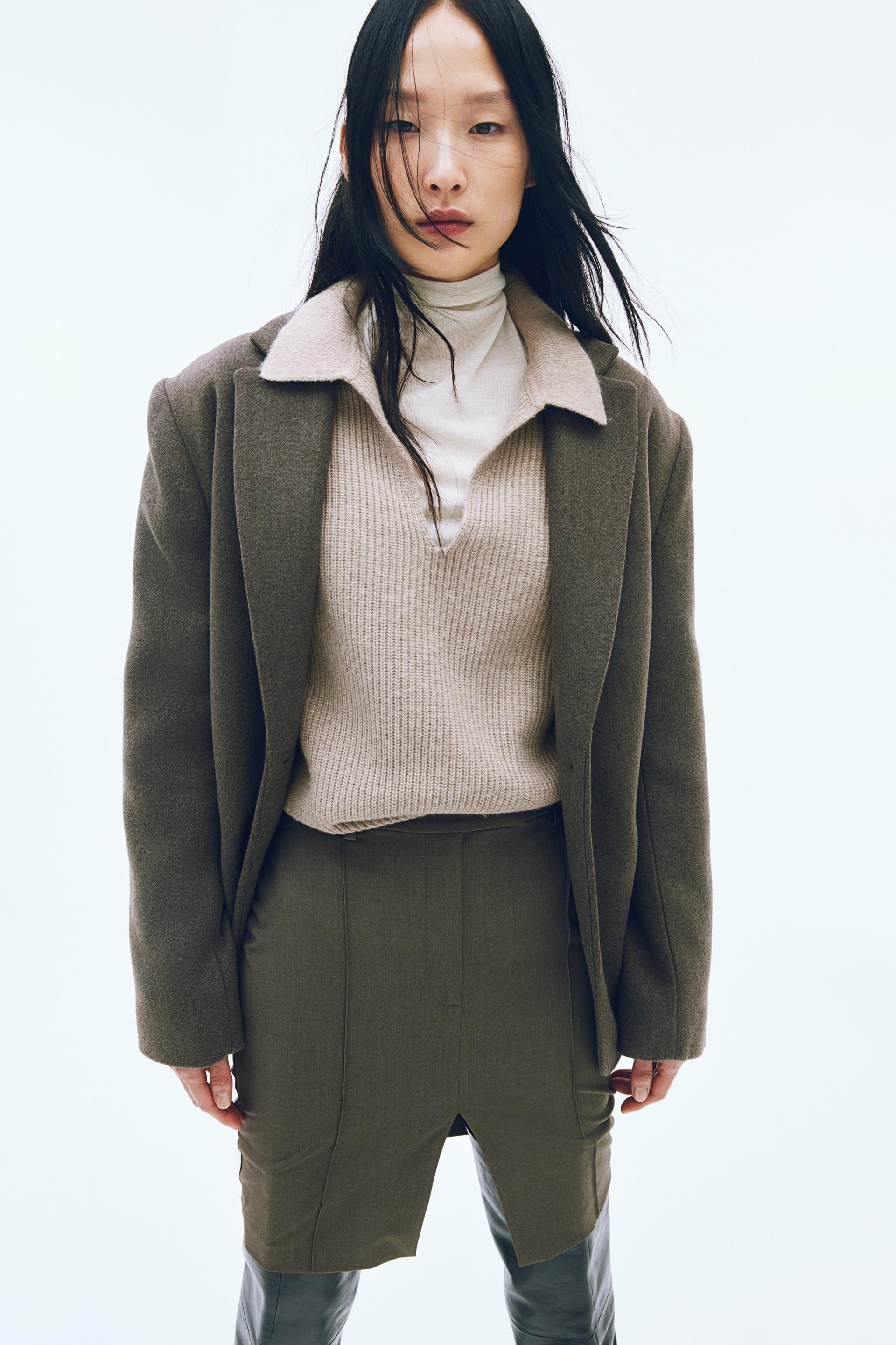 rib-knit sweater with collar