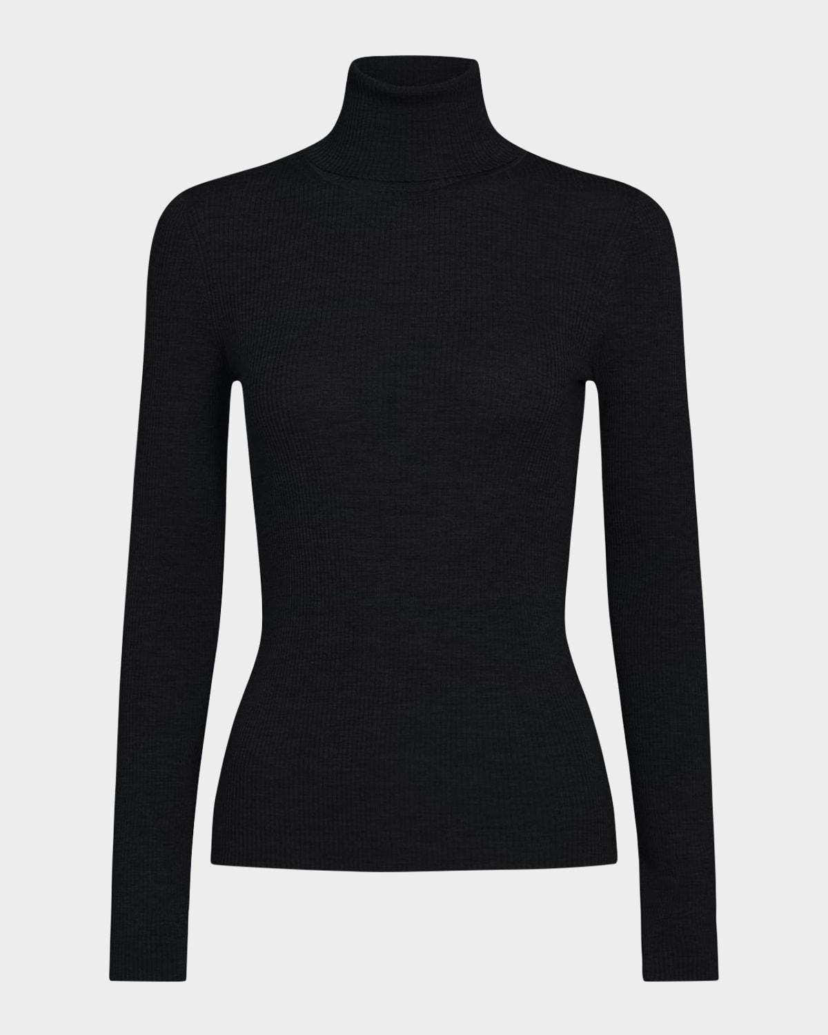 rib-knit wool turtleneck sweater