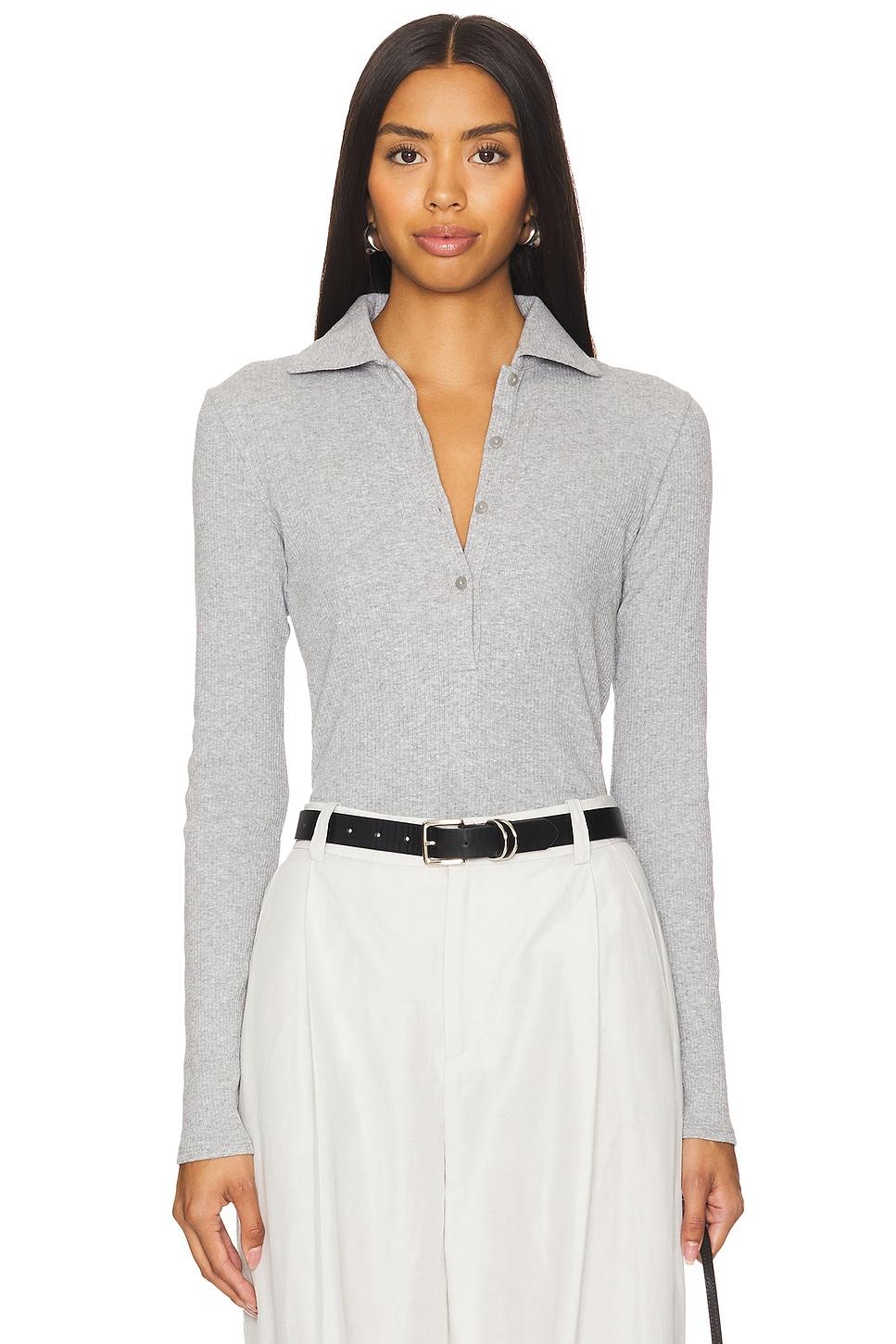 rib long sleeve collared polo