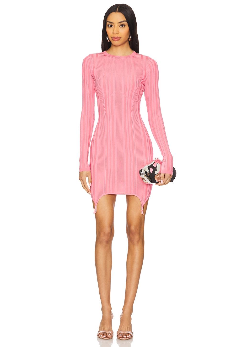 rib long sleeve garter dress