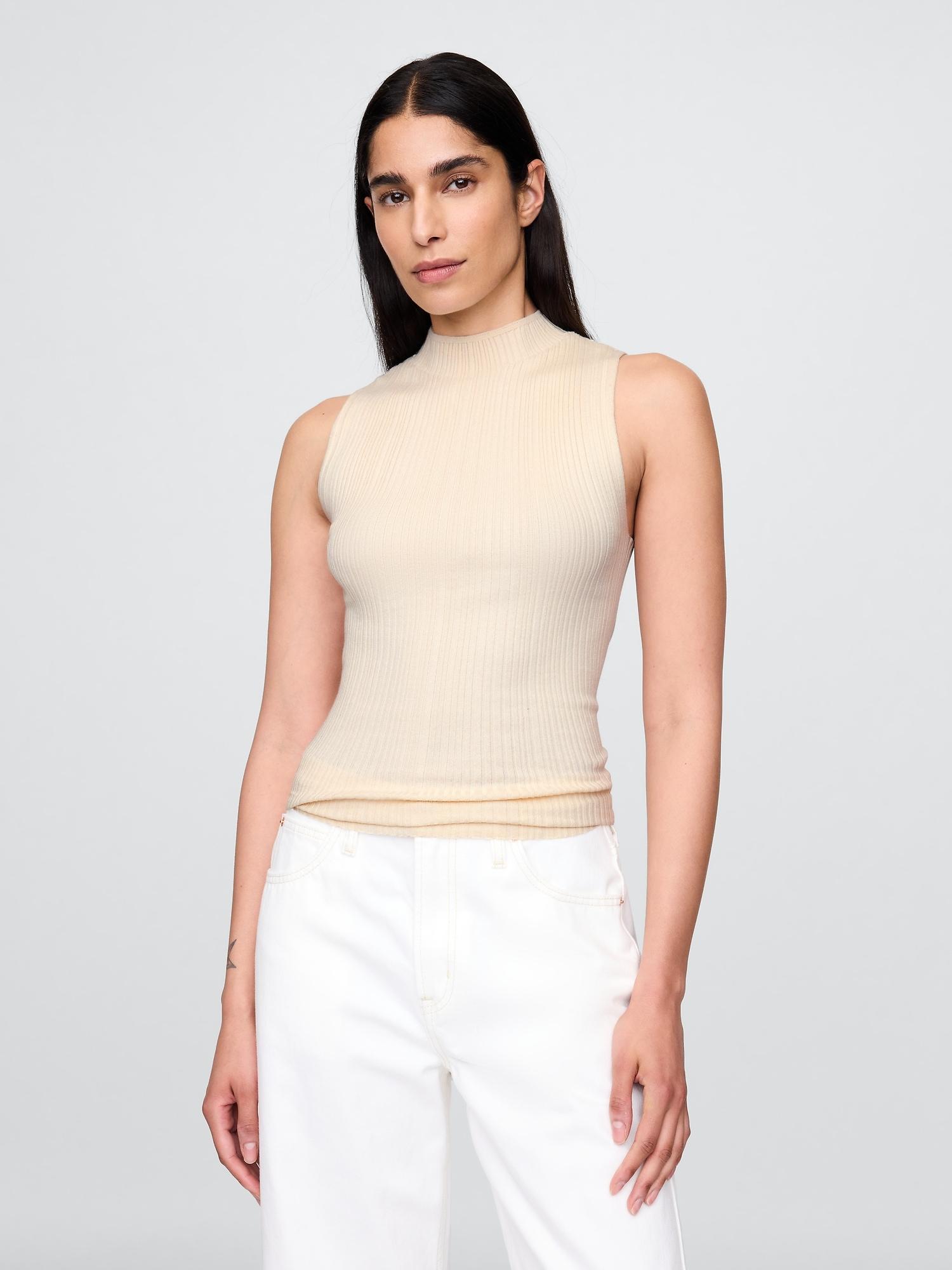 rib mockneck tank top