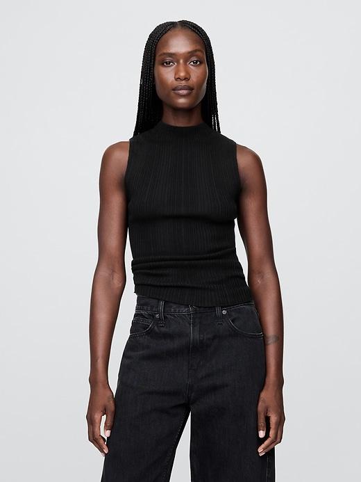 rib mockneck tank top