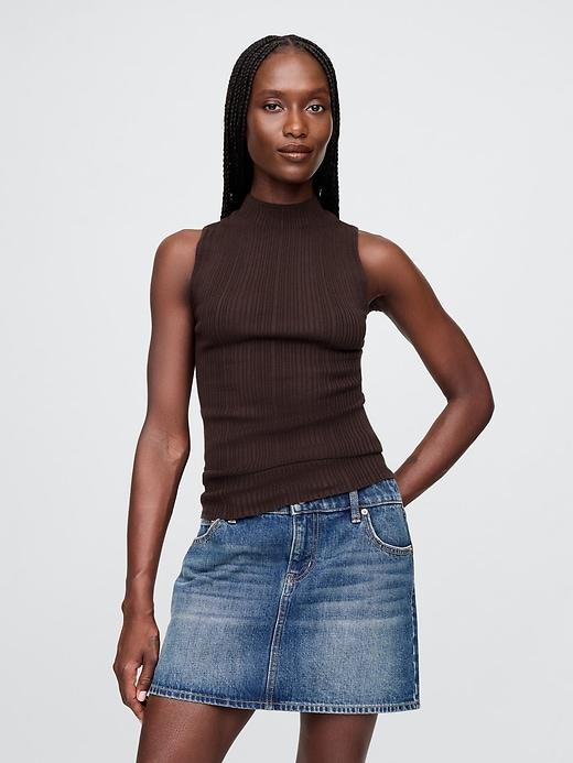rib mockneck tank top