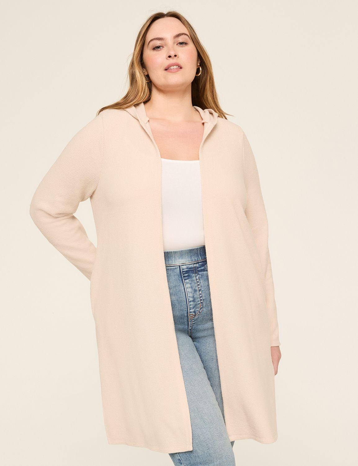 rib open-front hoodie overpiece