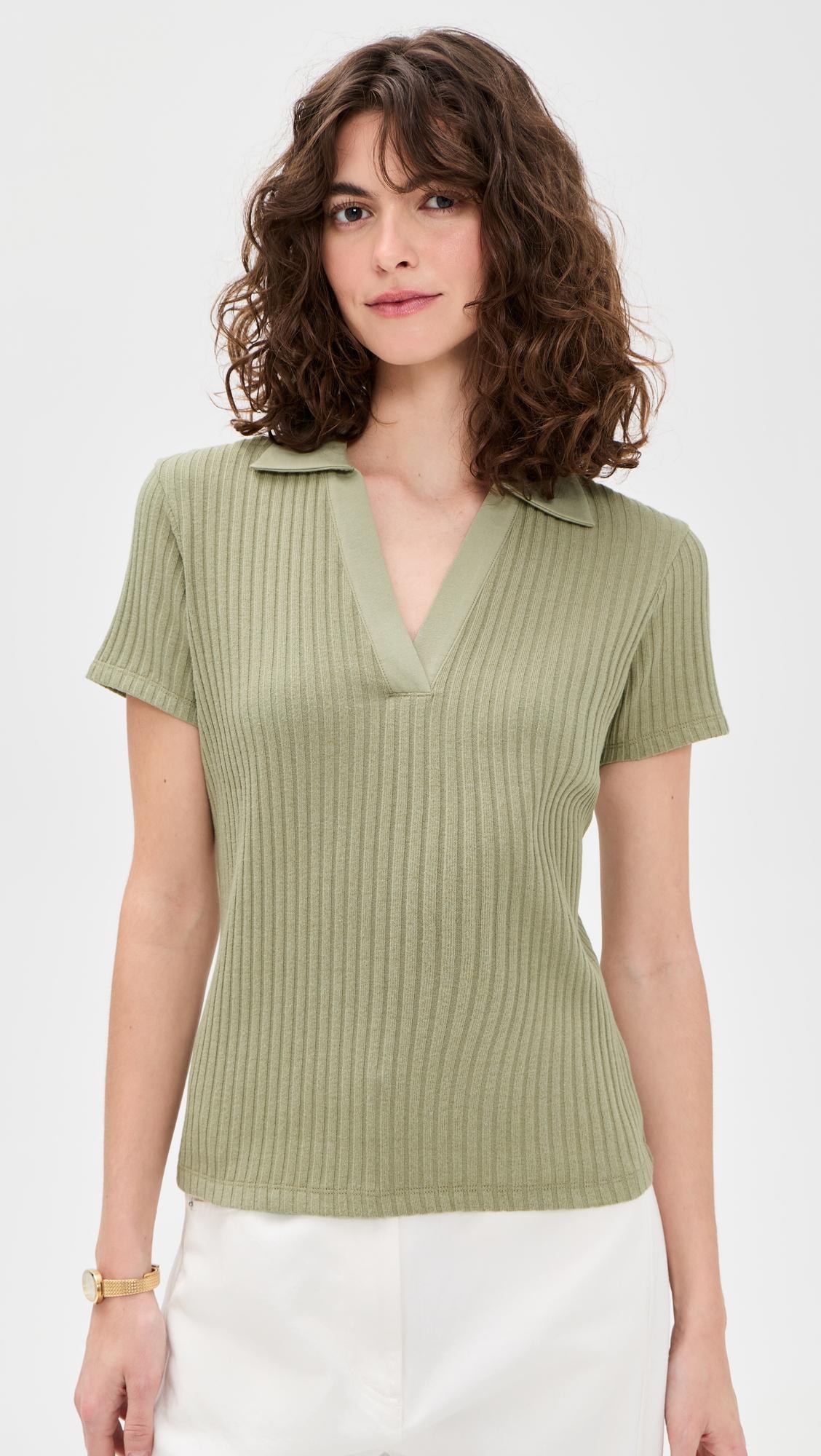 rib short sleeve polo