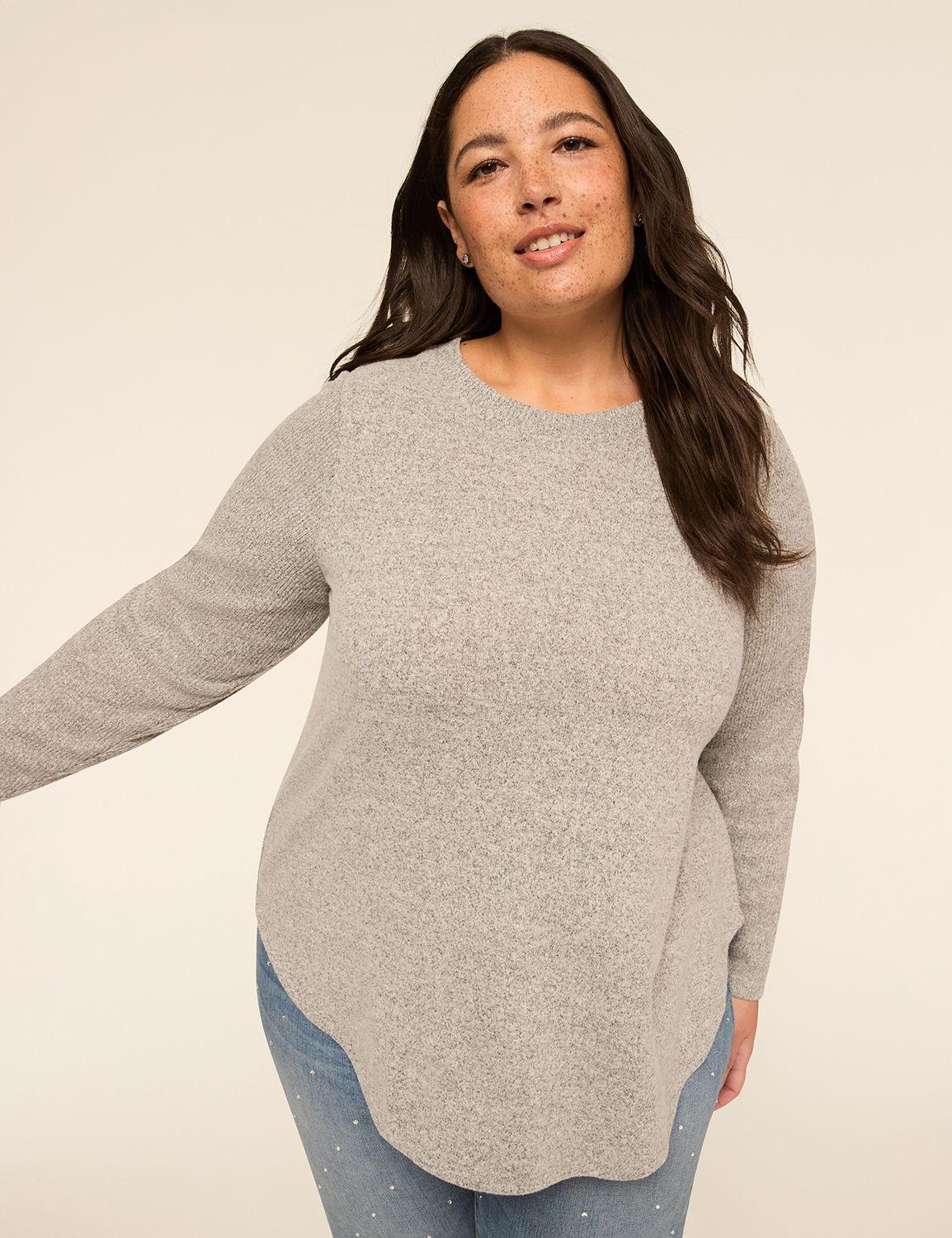 rib-sleeve curved-hem top