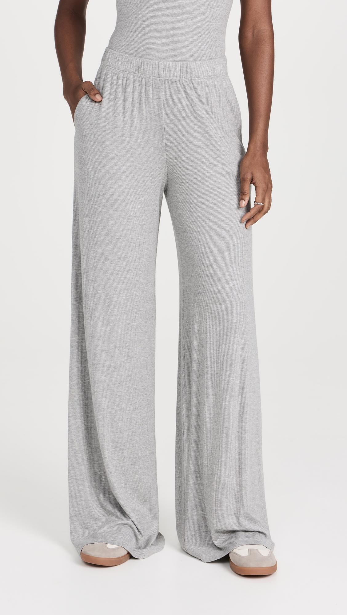 rib wide leg pants