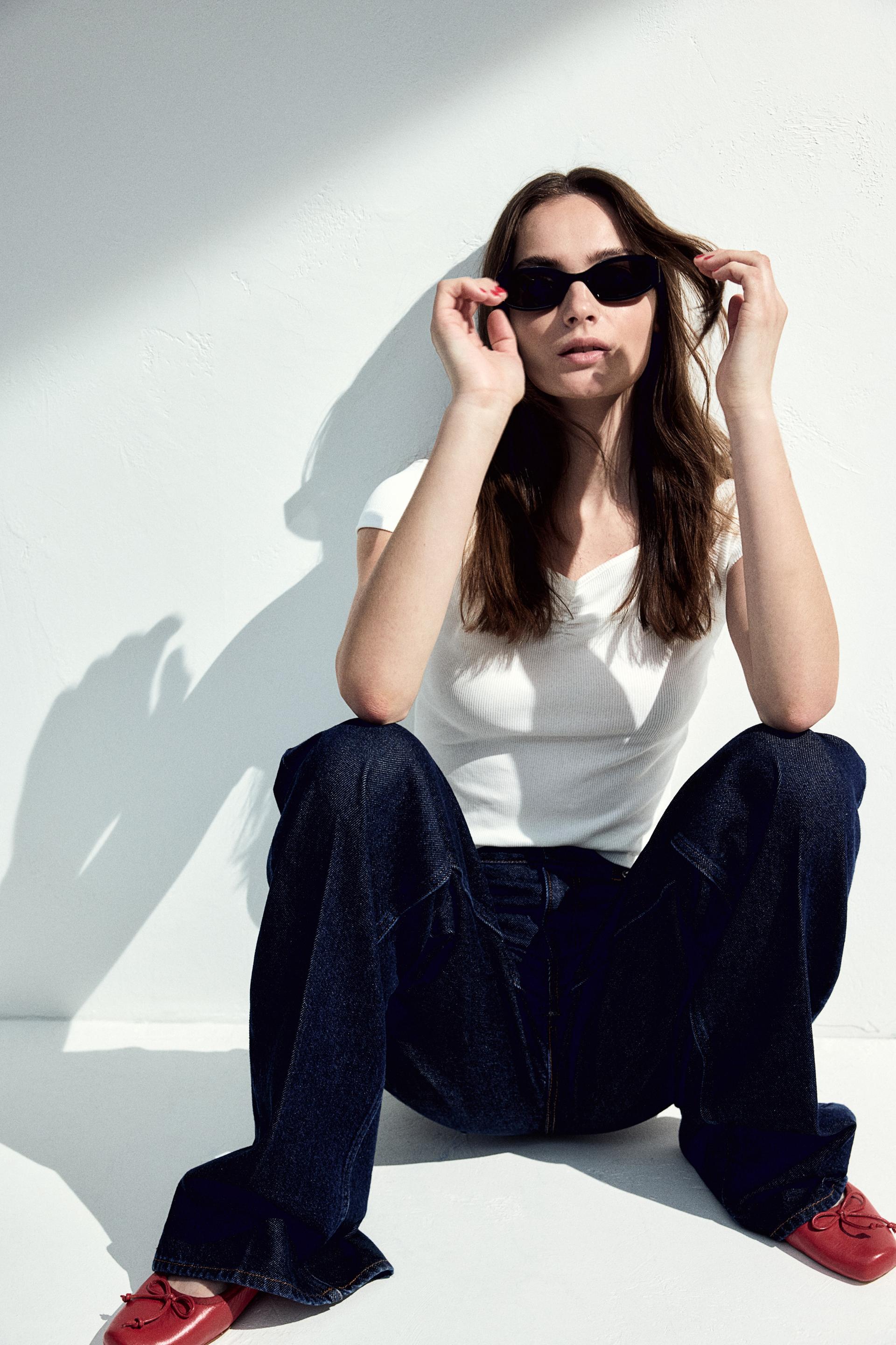 ribbed boat-neck top