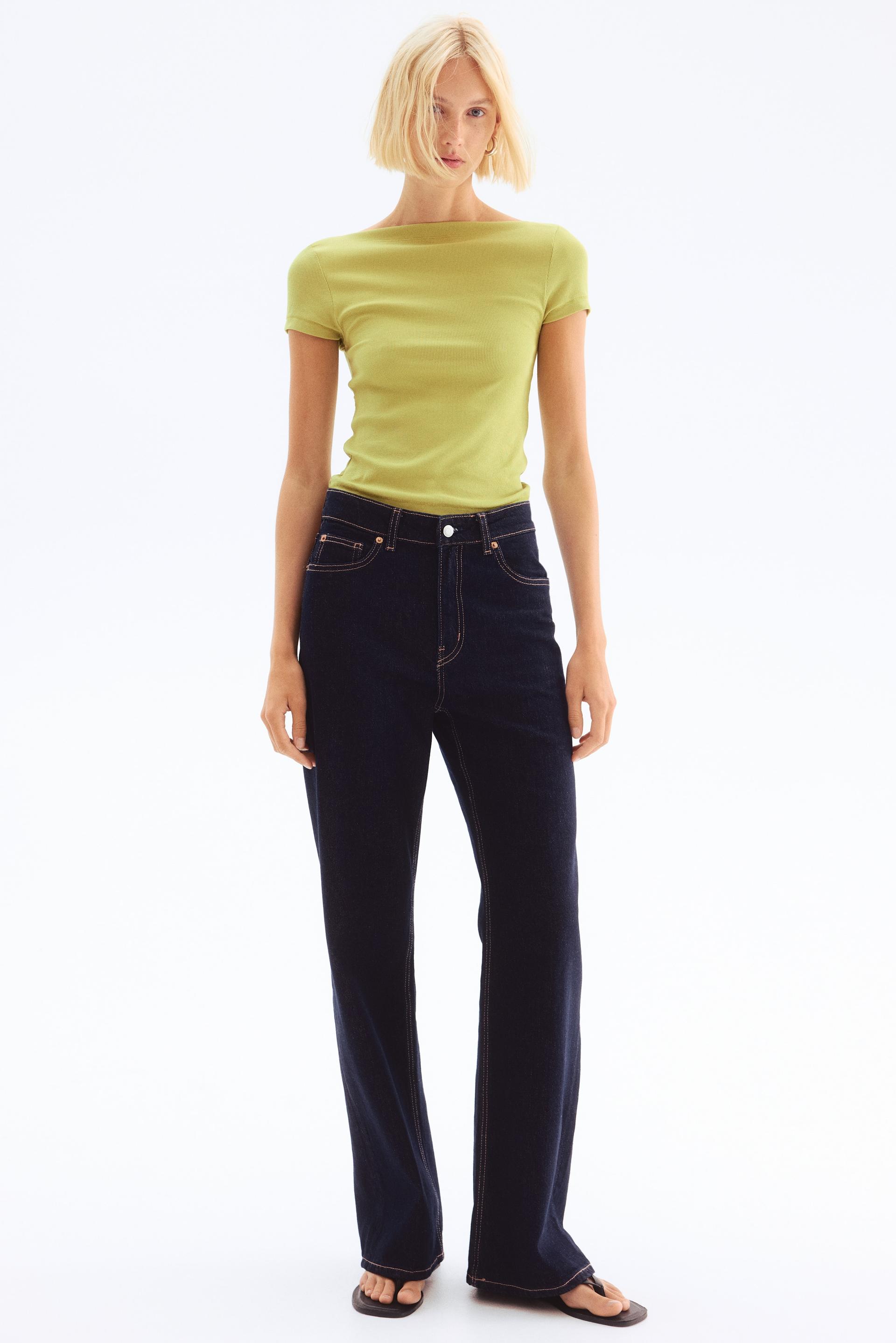 ribbed boat-neck top