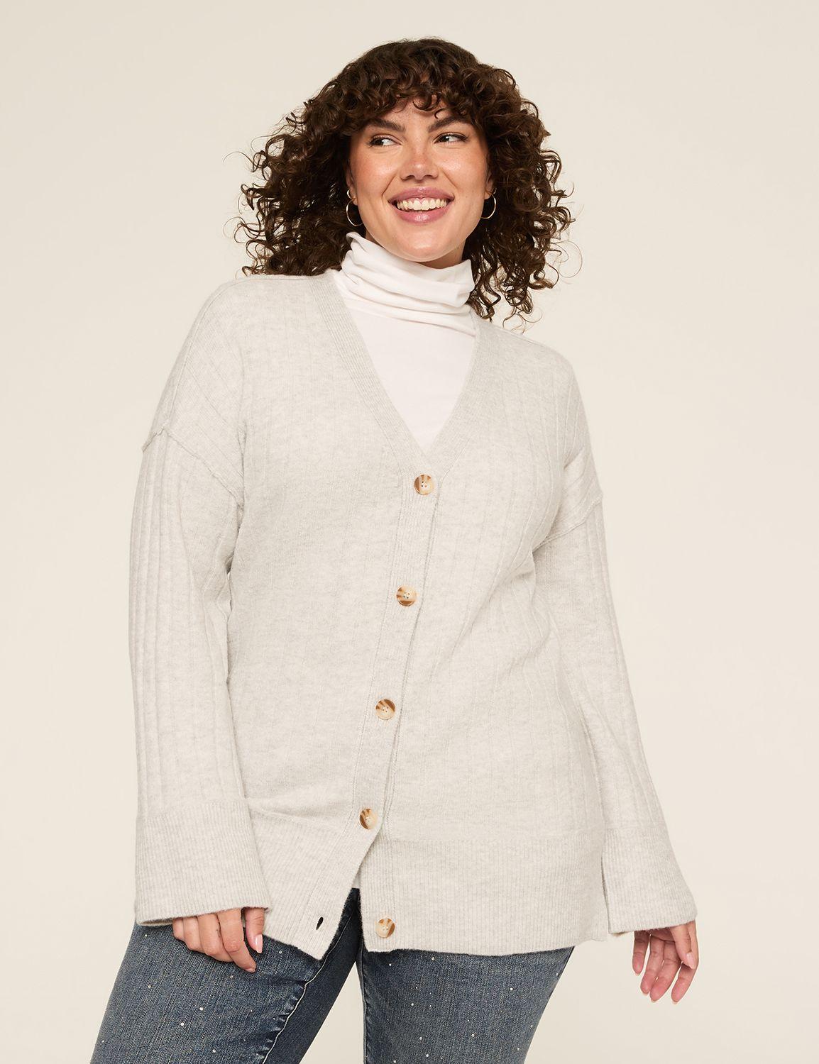 ribbed button-front cardigan