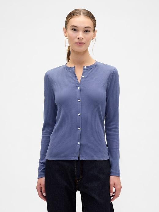 ribbed button-up top