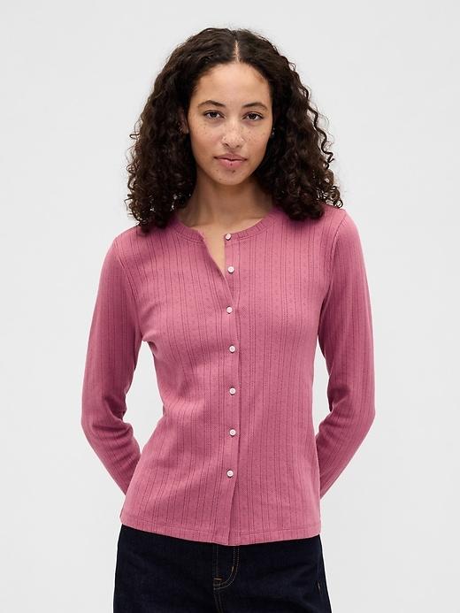 ribbed button-up top