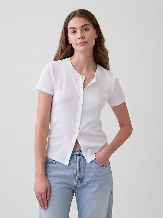ribbed button-up top