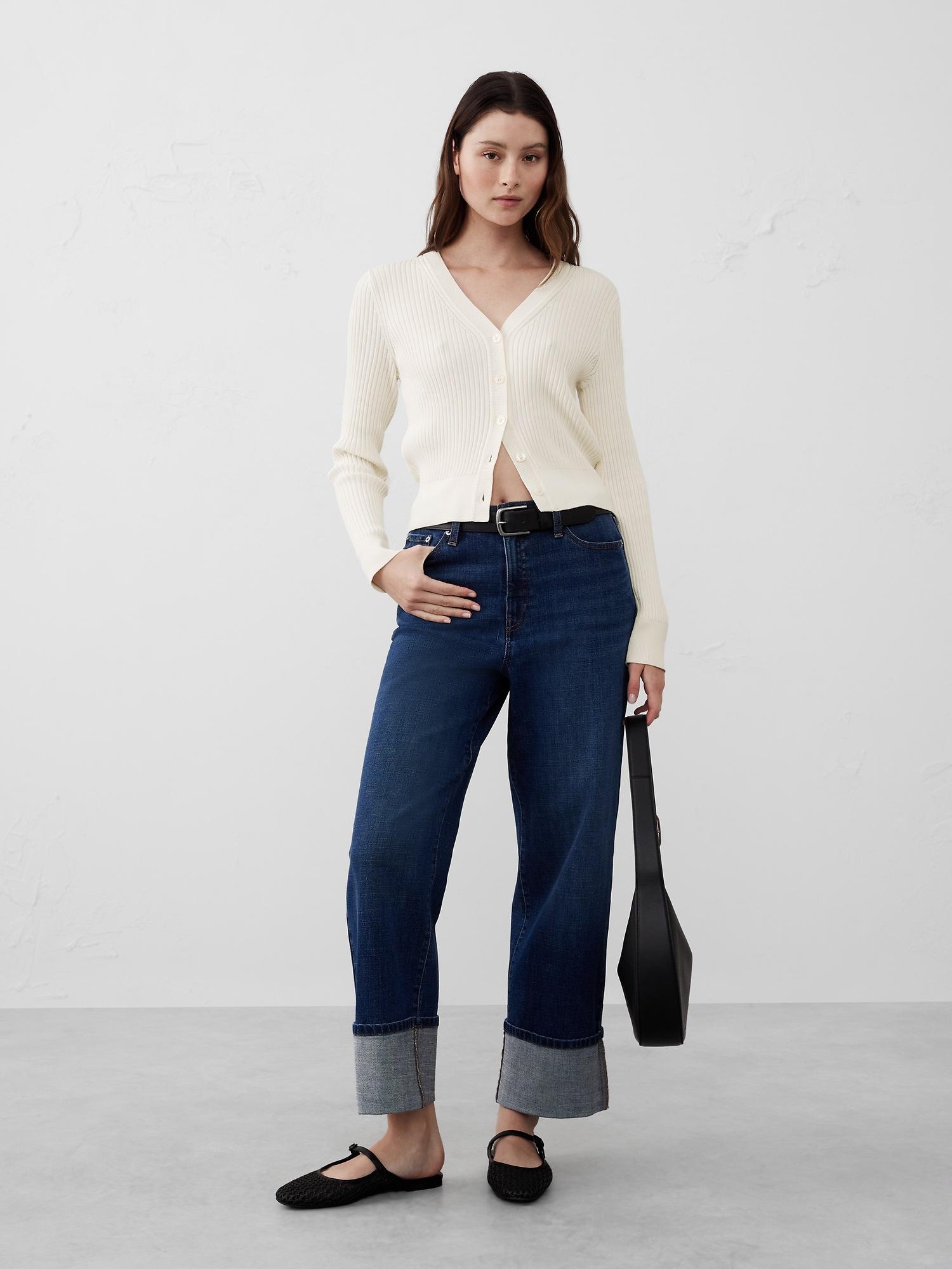 ribbed cardigan sweater