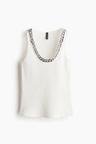 ribbed chain-detail sleeveless top