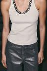 ribbed chain-detail sleeveless top