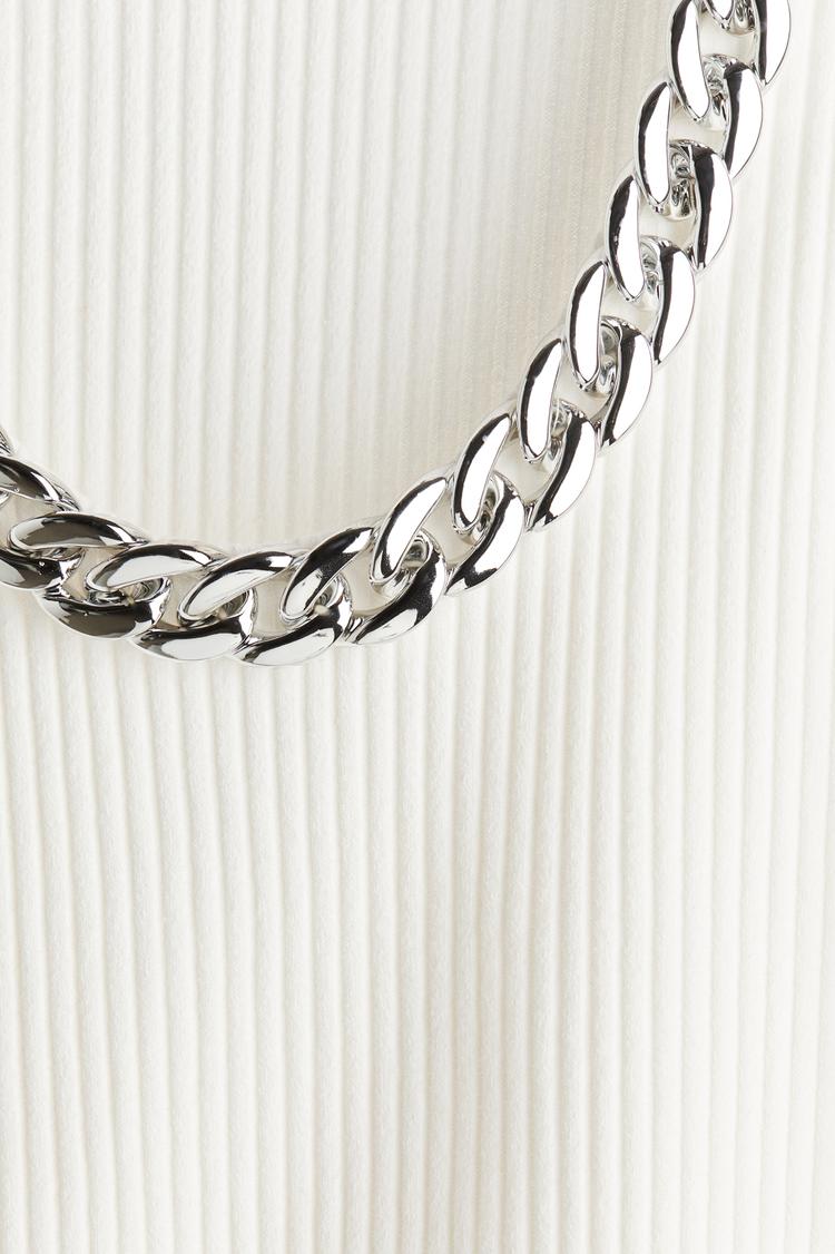 ribbed chain-detail sleeveless top
