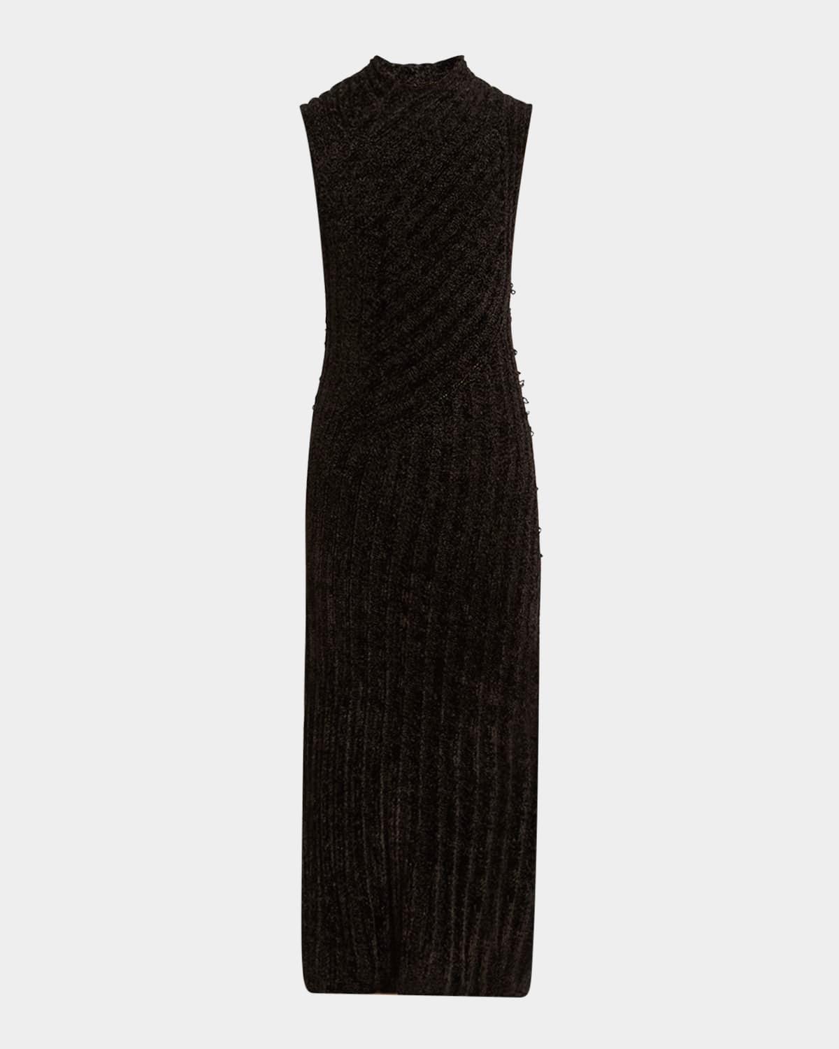 ribbed chenille sleeveless midi dress