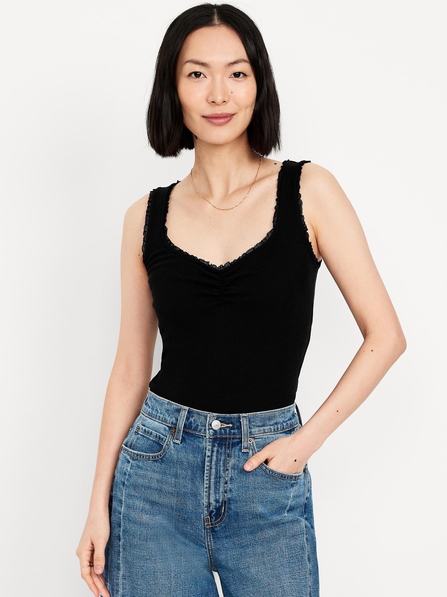 ribbed cinched-front tank top