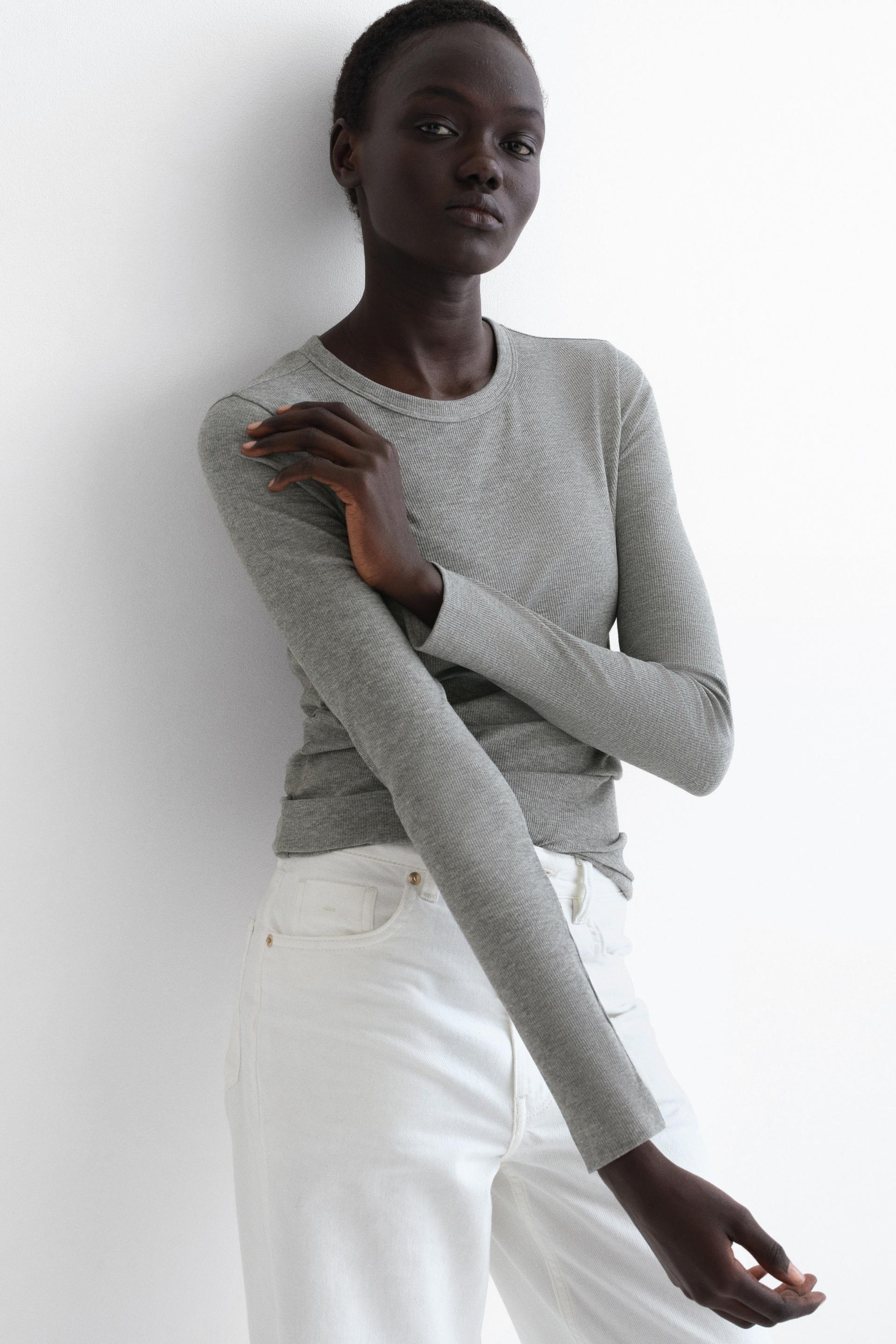 ribbed cotton-blend top
