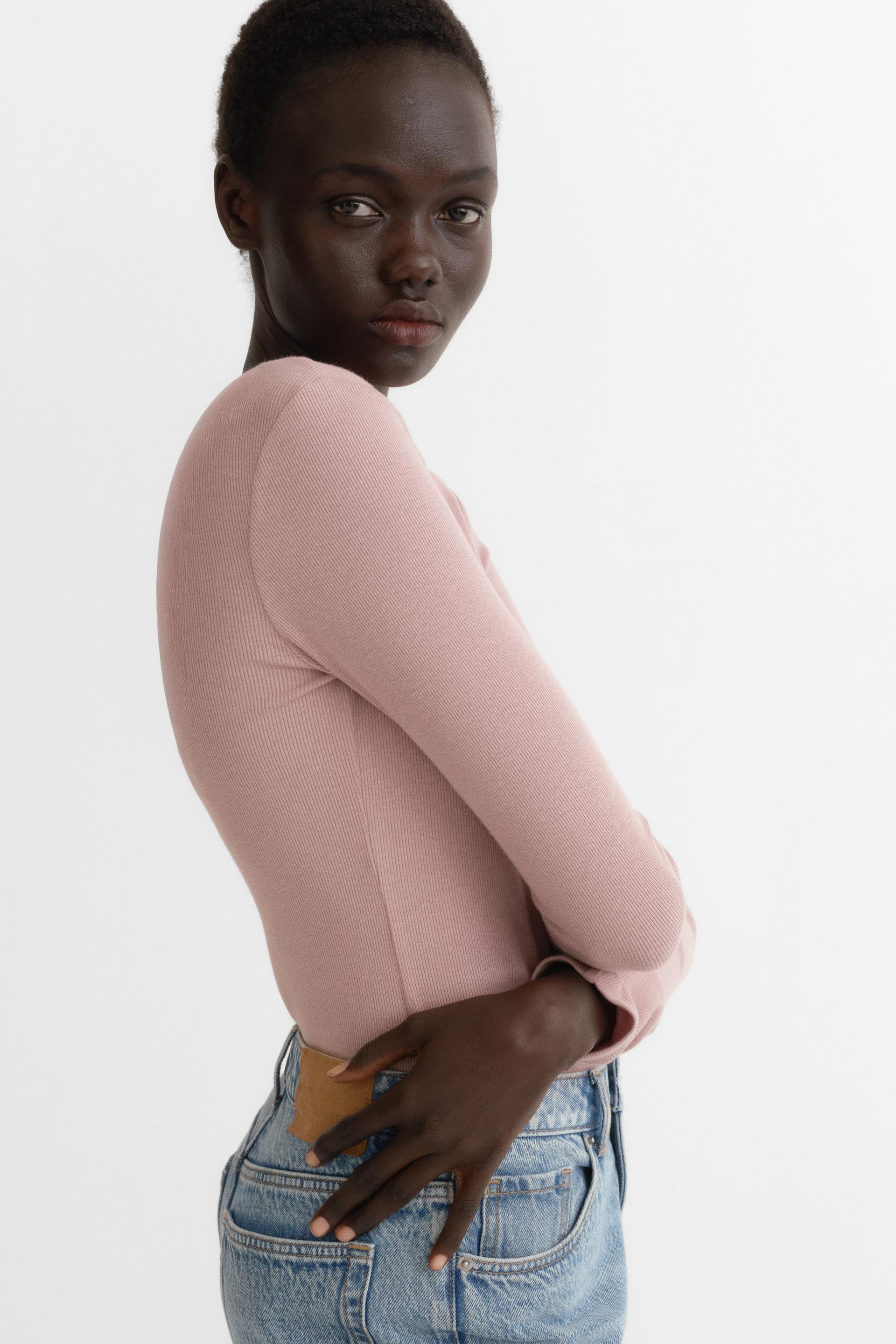 ribbed cotton-blend top