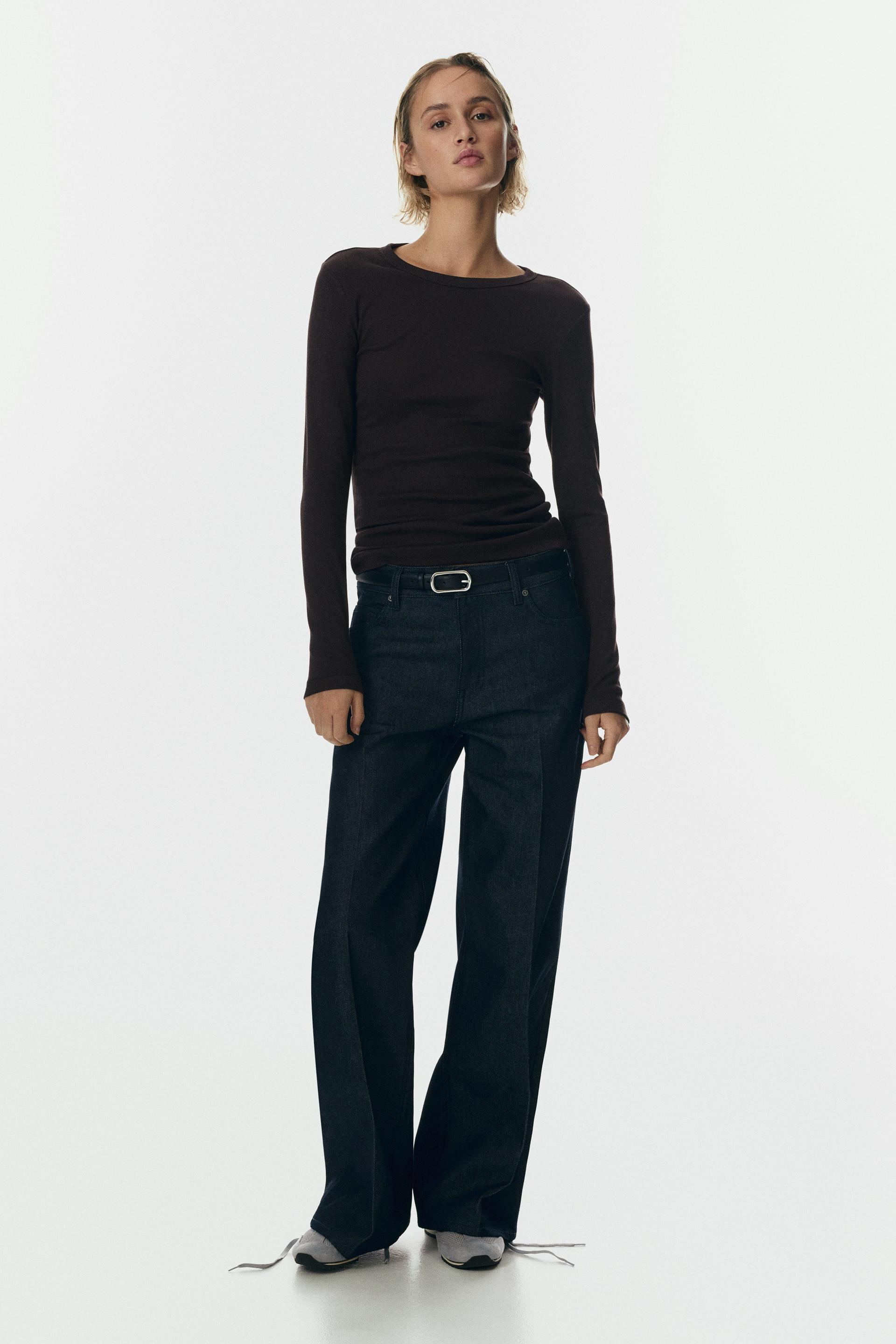ribbed cotton-blend top